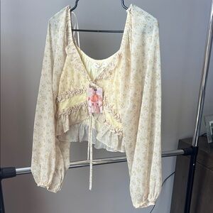 Yellow Floral Crop Blouse